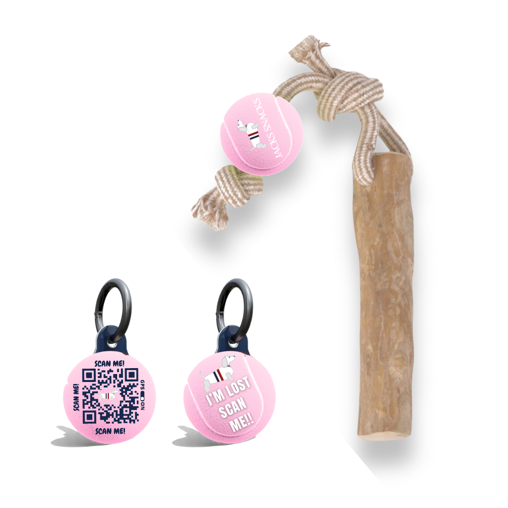 Tug Stick with Tennis Ball Toy-Light Pink