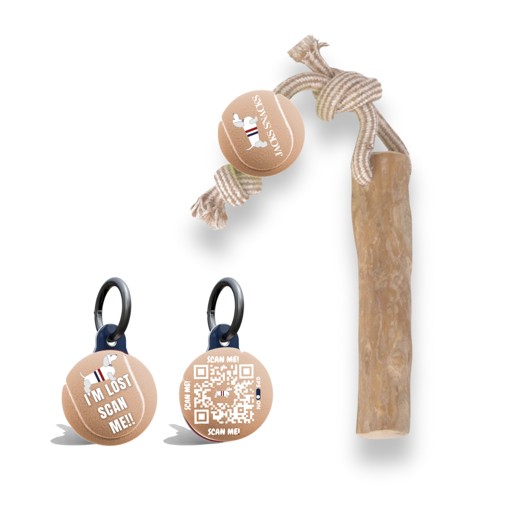 Tug Stick with Tennis Ball Toy-Brown