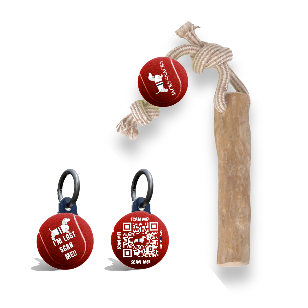 Tug Stick with Tennis Ball Toy-Red