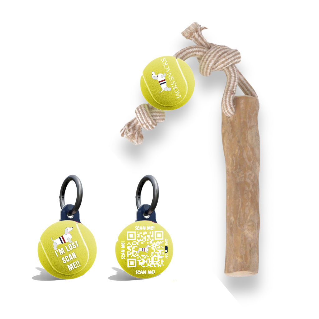 Tug Stick with Tennis Ball Toy-Yellow