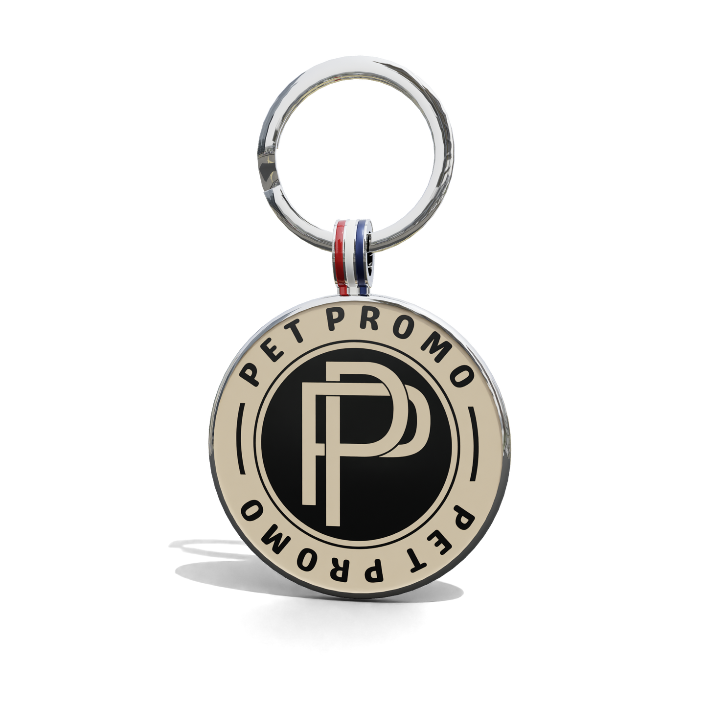 Beige-Black PET PROMO Round Shaped QR Tag