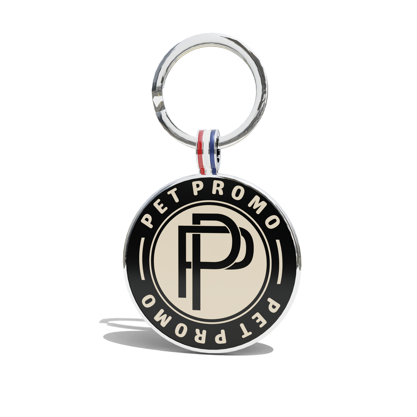 Black-Beige PET PROMO Round Shaped QR Tag