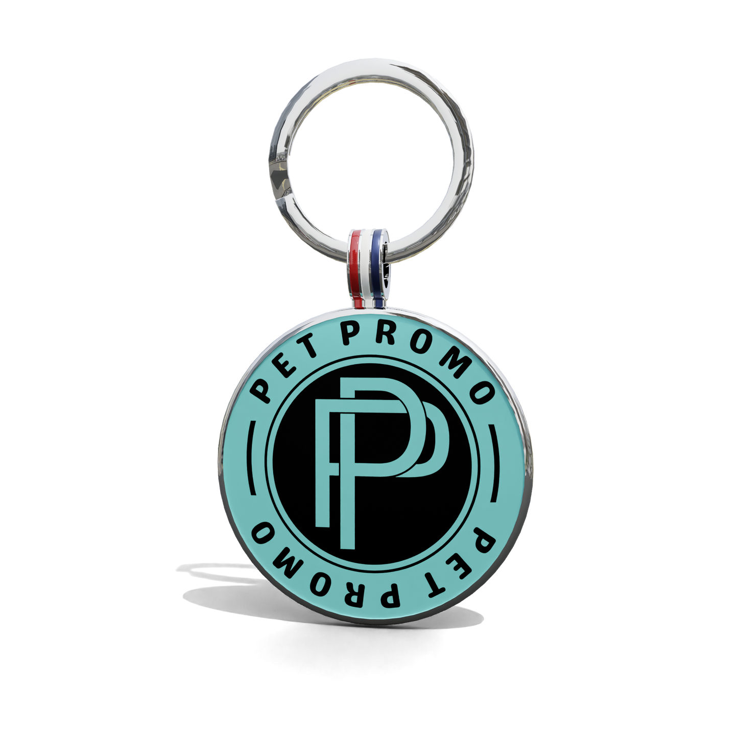 Light Blue-Black PET PROMO Round Shaped QR Tag