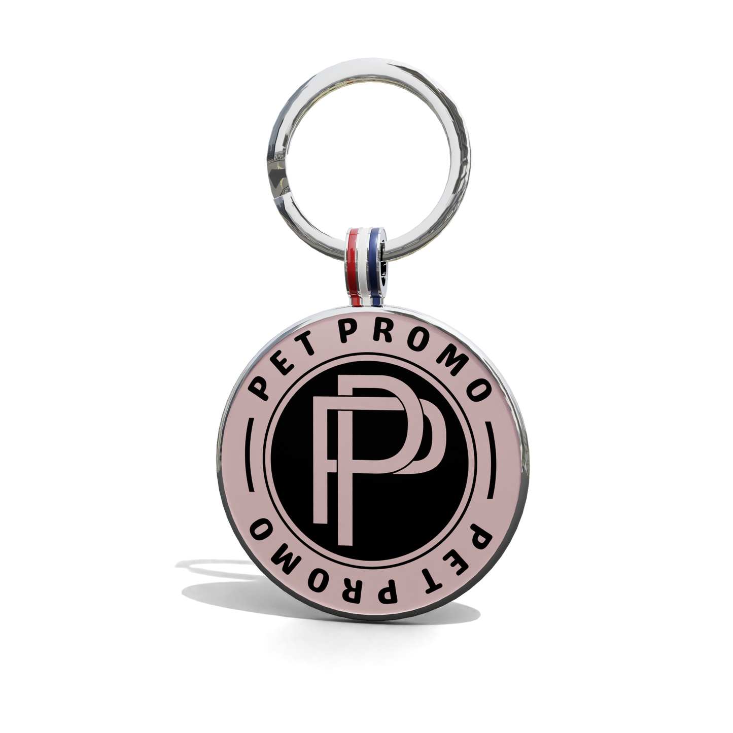 Light Pink-Black PET PROMO Round Shaped QR Tag