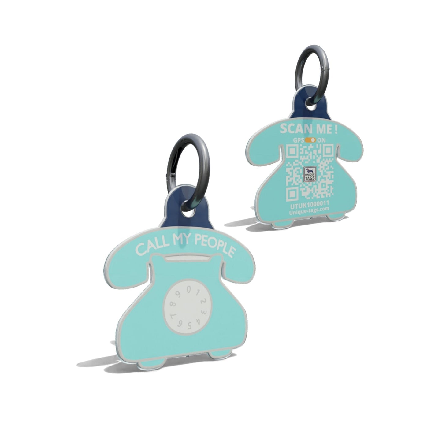 Aqua Telephone shaped Epoxy QR Tag