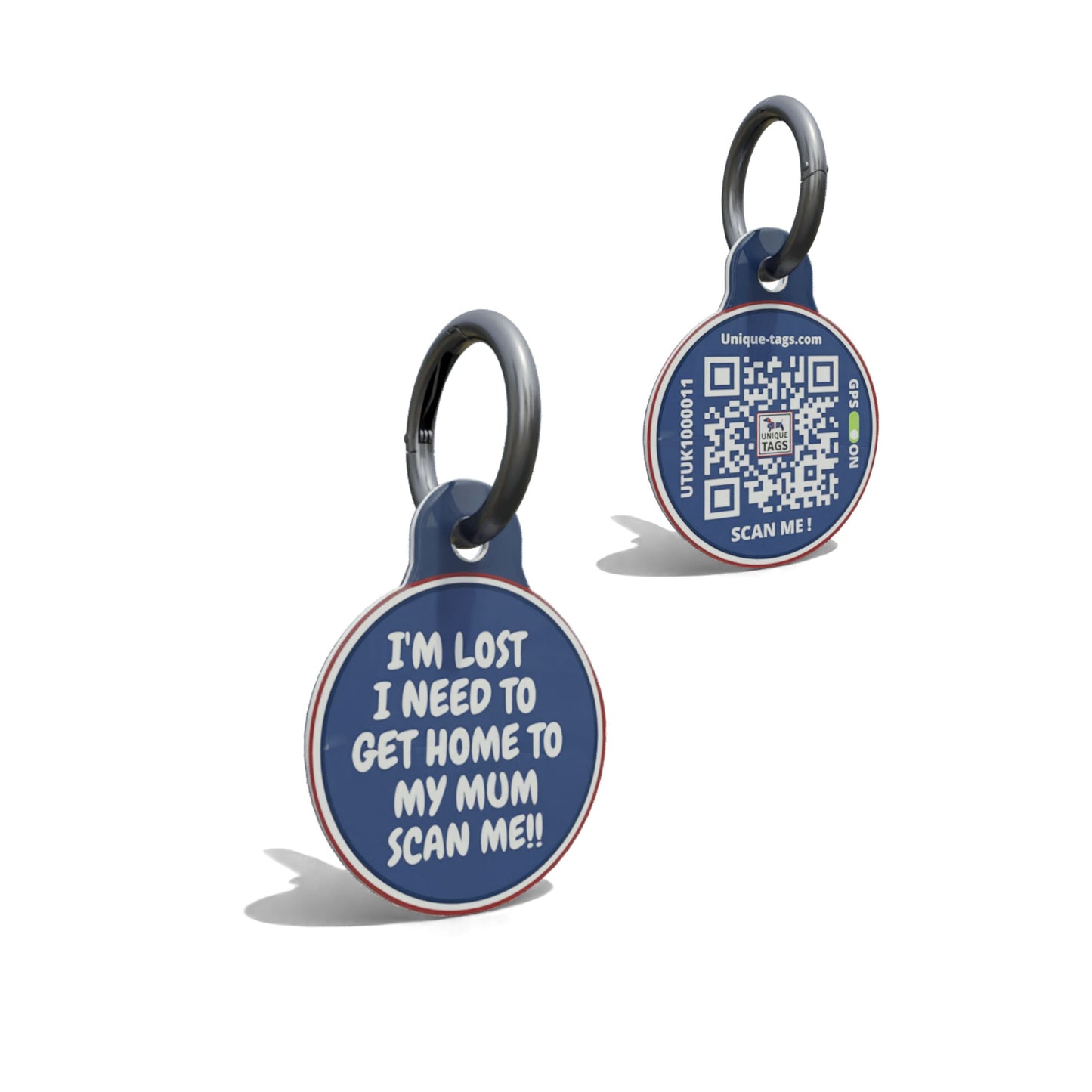 Navy Get Home To My Mom Round Shaped Epoxy QR Tag