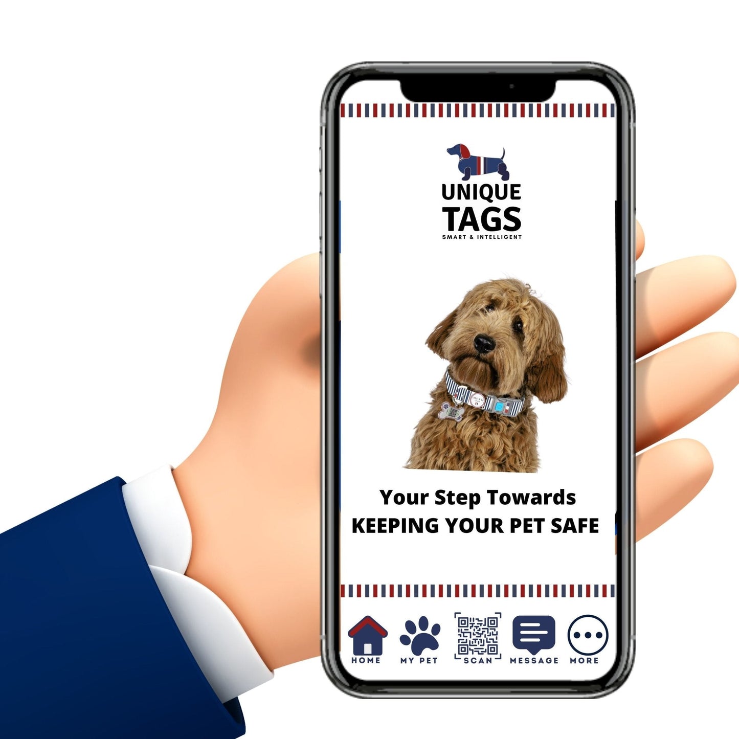 Heart Pet Tags Navy