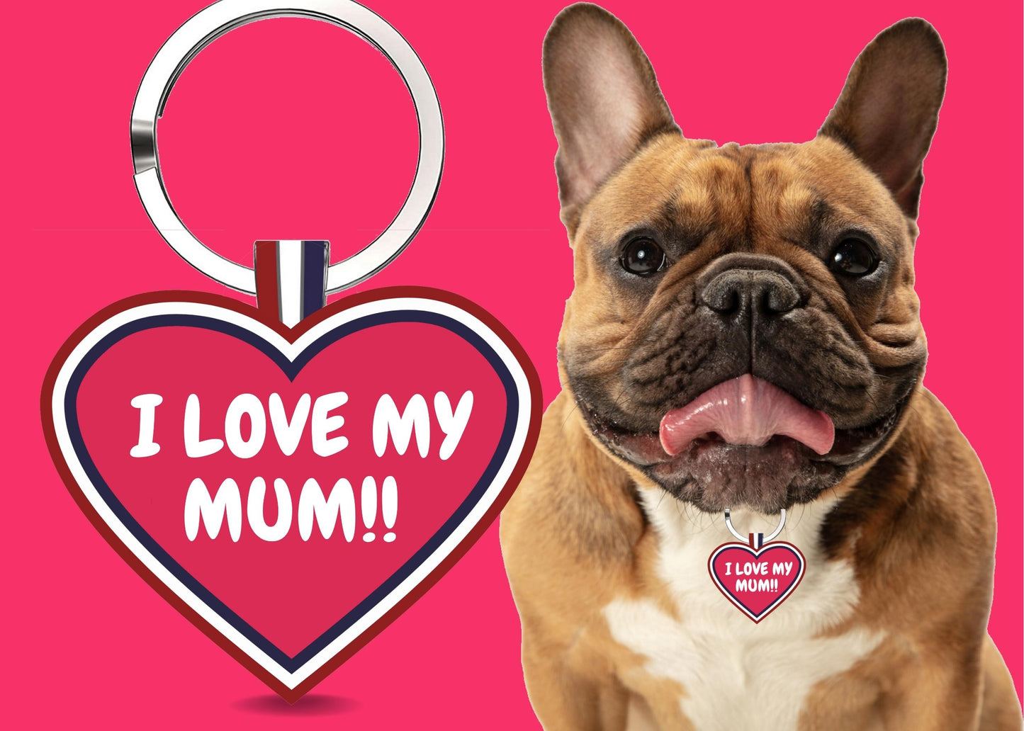 Premium Heart Shaped Dark Pink I Love My Mom QR Tag