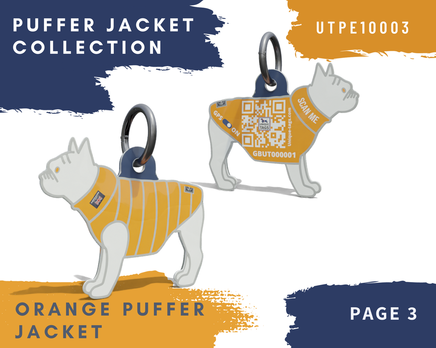 Orange and Navy Reversible Puffer Jacket