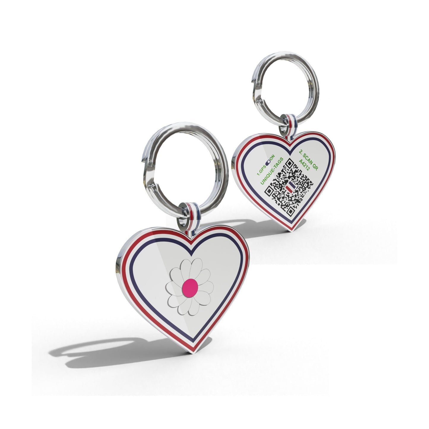 Premium Heart Shaped Dark Pink Daisy QR Tag