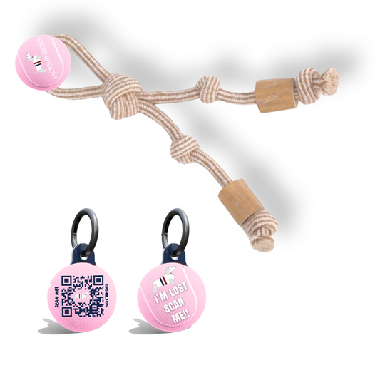 Twin Tug with Tennis Ball Toy-Light Pink