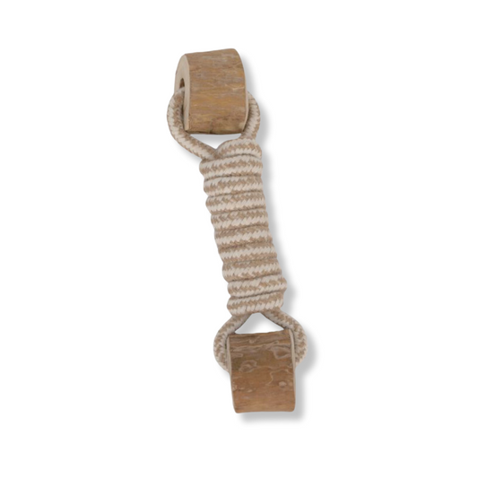 Two Way Coffee Wood Twisted Rope Tug Toy