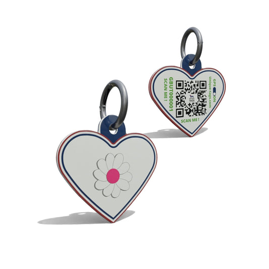 Dark Pink Daisy Heart Shaped Epoxy QR Tag