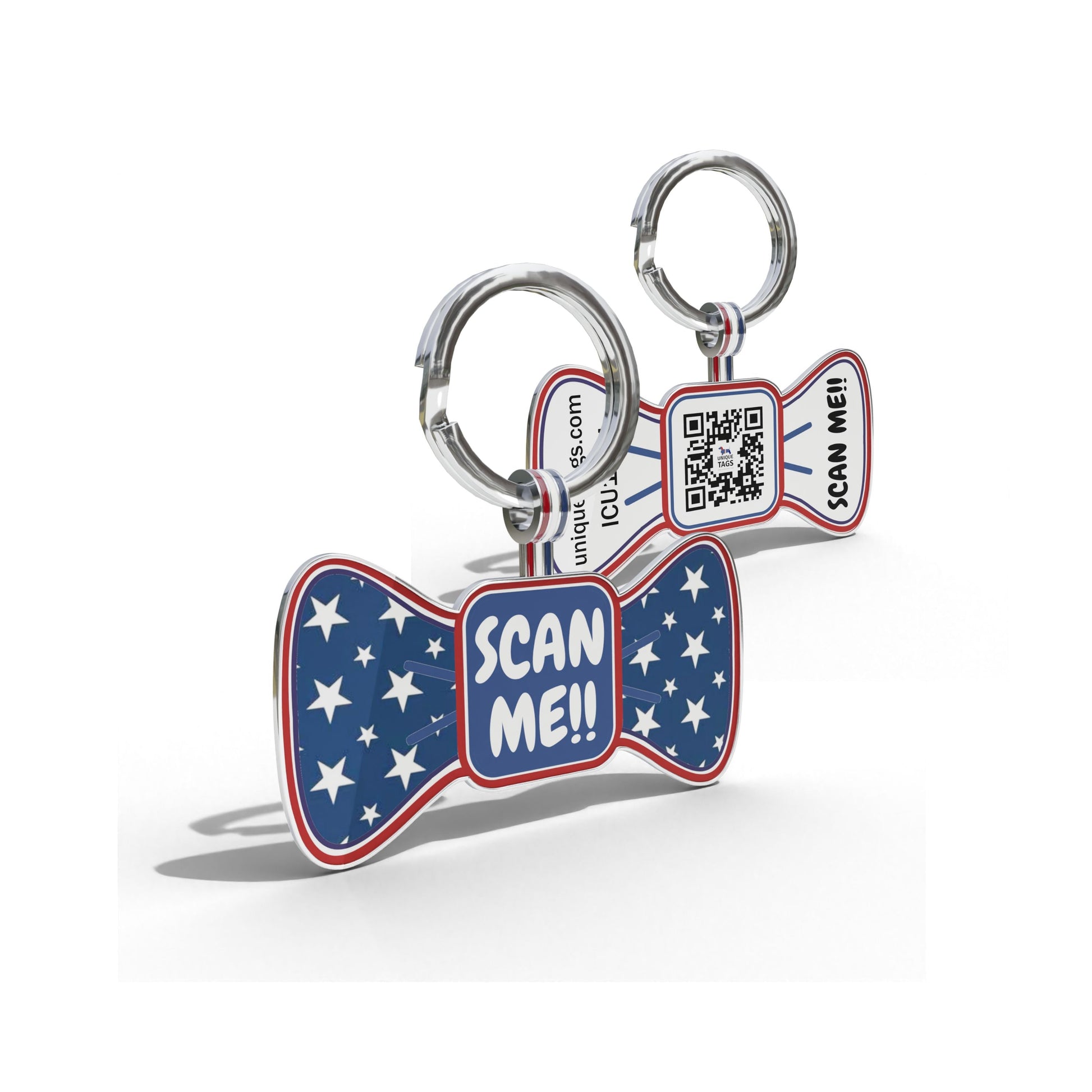 Premium Bow Shaped Navy Stars QR Tag