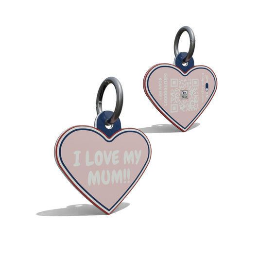 Light Pink Love My Mom Heart Shaped Epoxy QR Tag