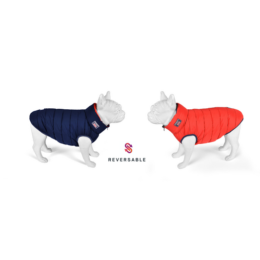 Red and Navy Reversible Puffer Jacket