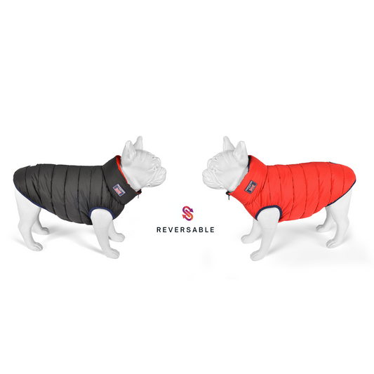 Red and Grey Reversible Puffer Jacket